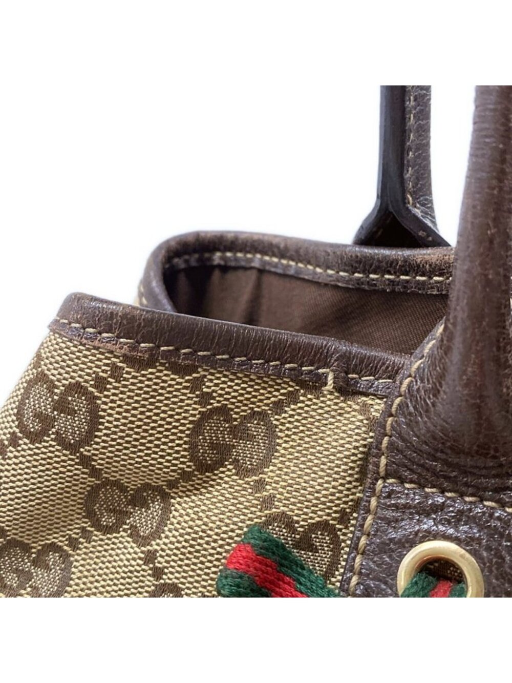 Gucci Tote Beige Dark Brown Leather - Picture 15 of 15